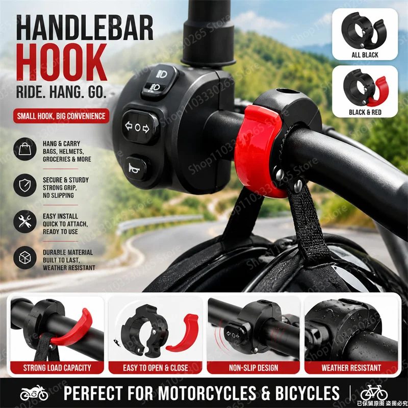Motorcycle Gear Backpack - Gancio per manubrio moto resistente, antiscivolo,