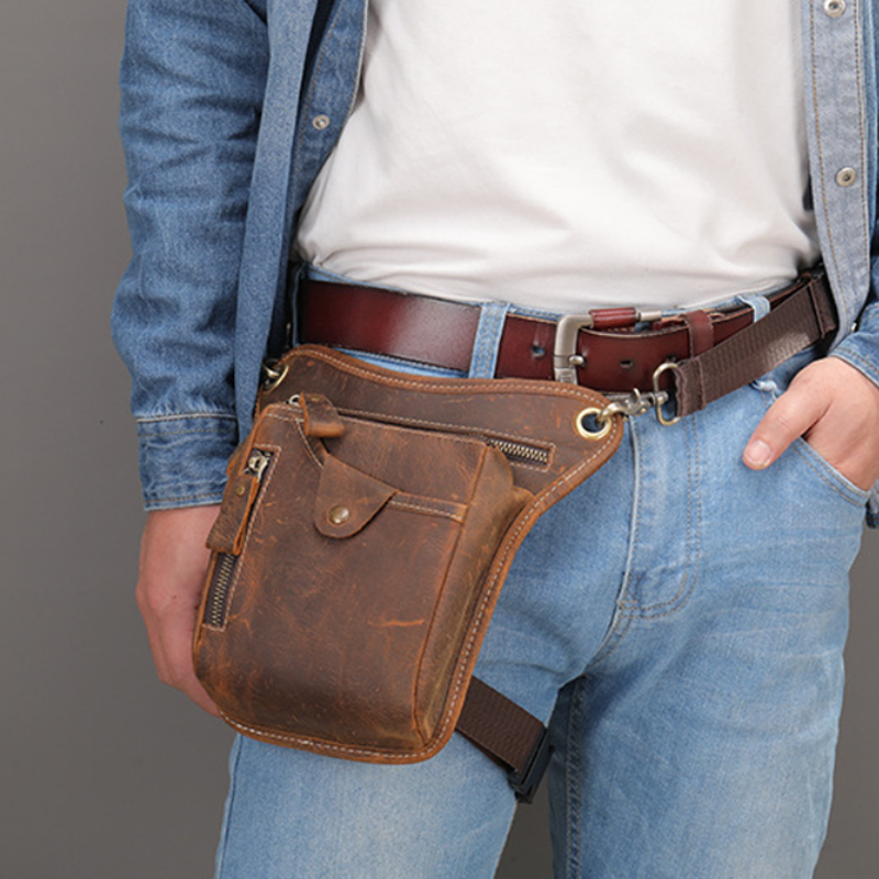 Motorcycle Gear Backpack - Marsupio vintage in pelle Pu Borsa